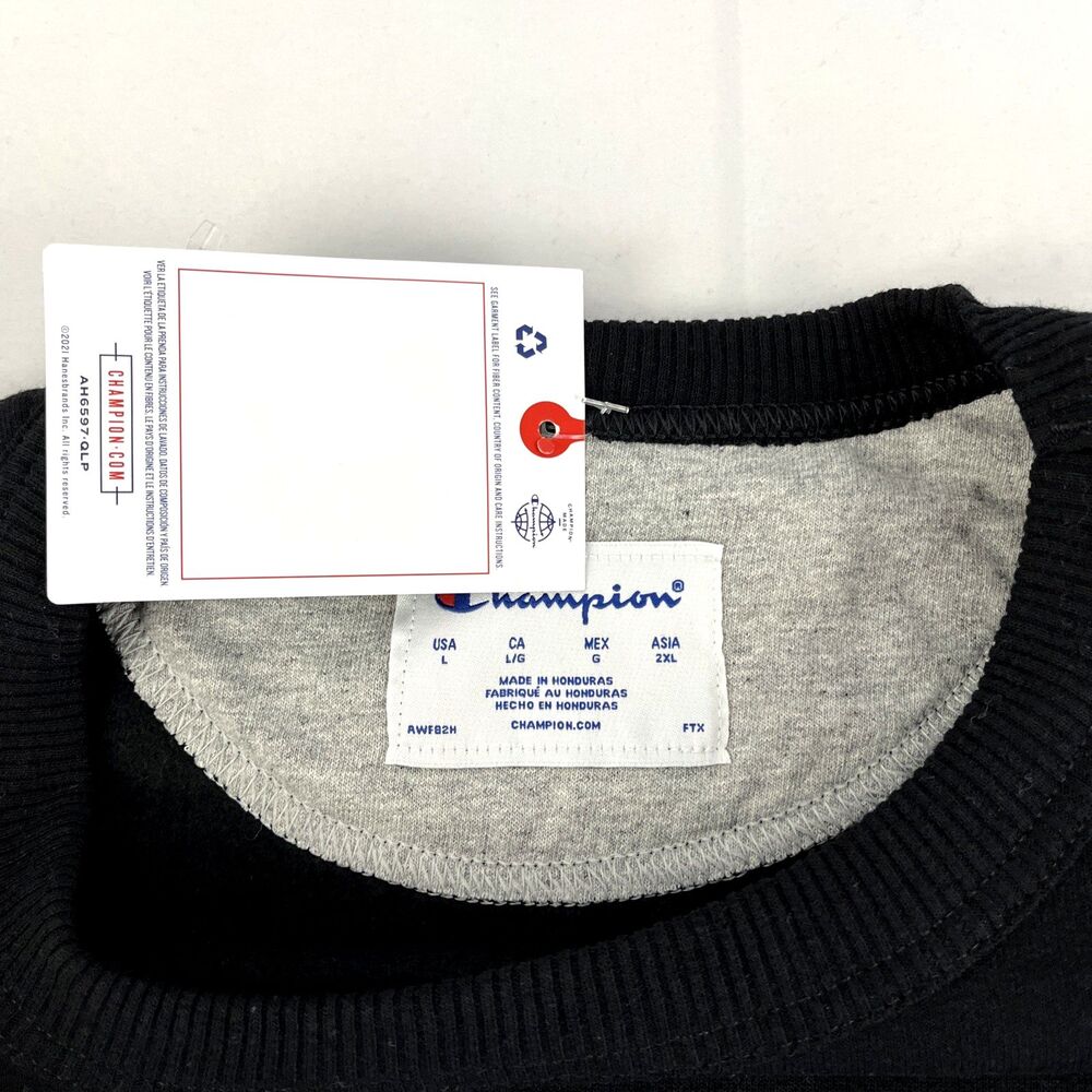New Mens Champion Wing Shoe 19 Logo Crewneck Sweatshirt Sz L NWT Black - Picture 2 of 7